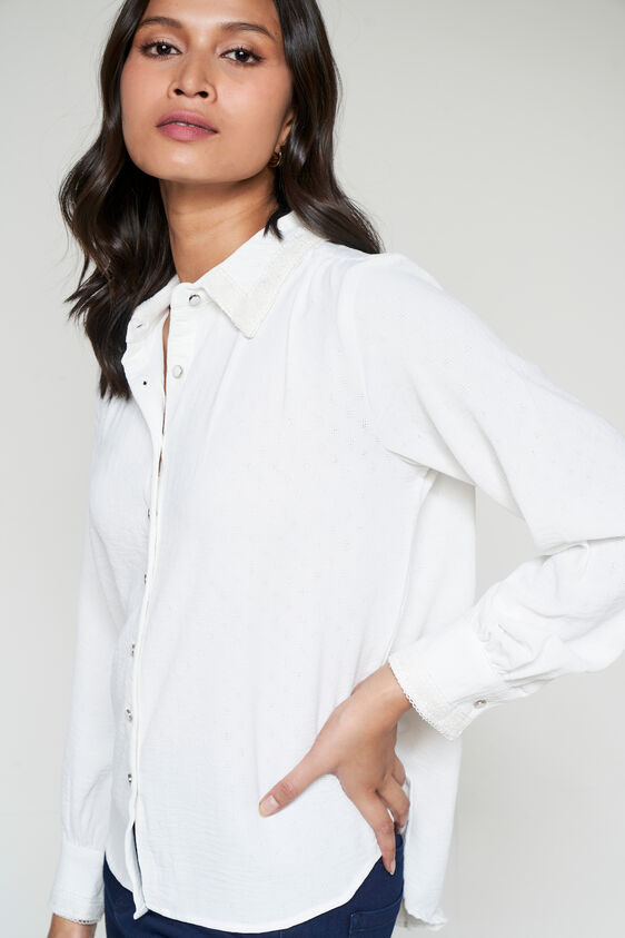 White Solid Straight Top, White, image 3